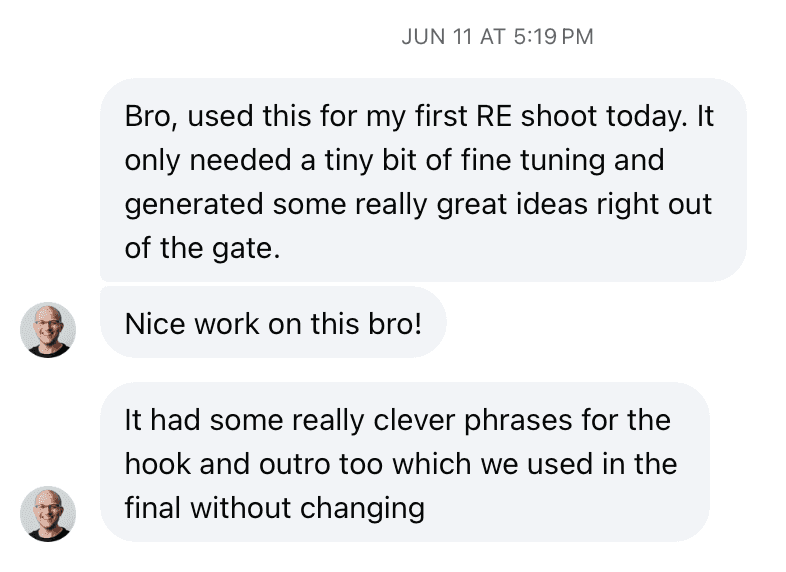 Real message from a videographer using ReScript
